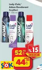 LADY CLUB/ADAM DEODORANT ÇEŞİTLERİ 150 ML